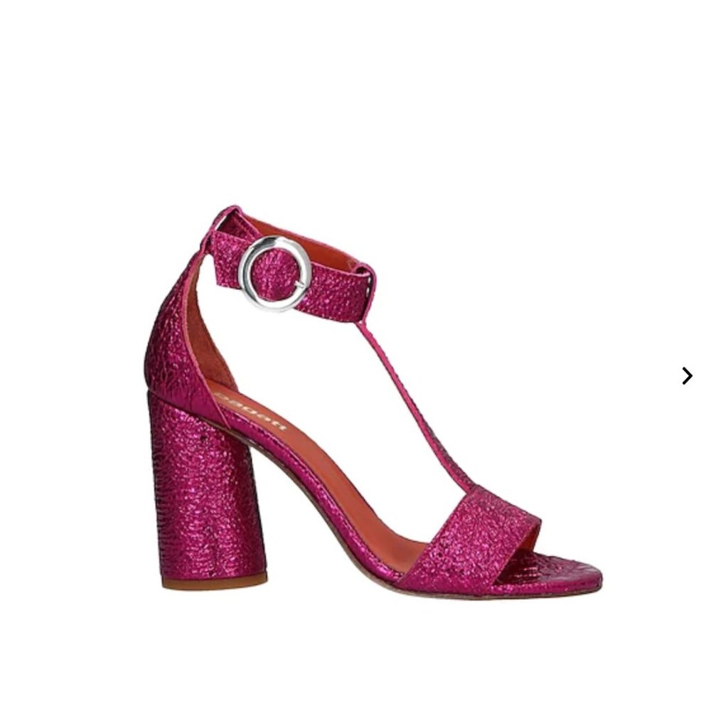 Bagatt Pink Metallic Leather T-Strap Sandals 38